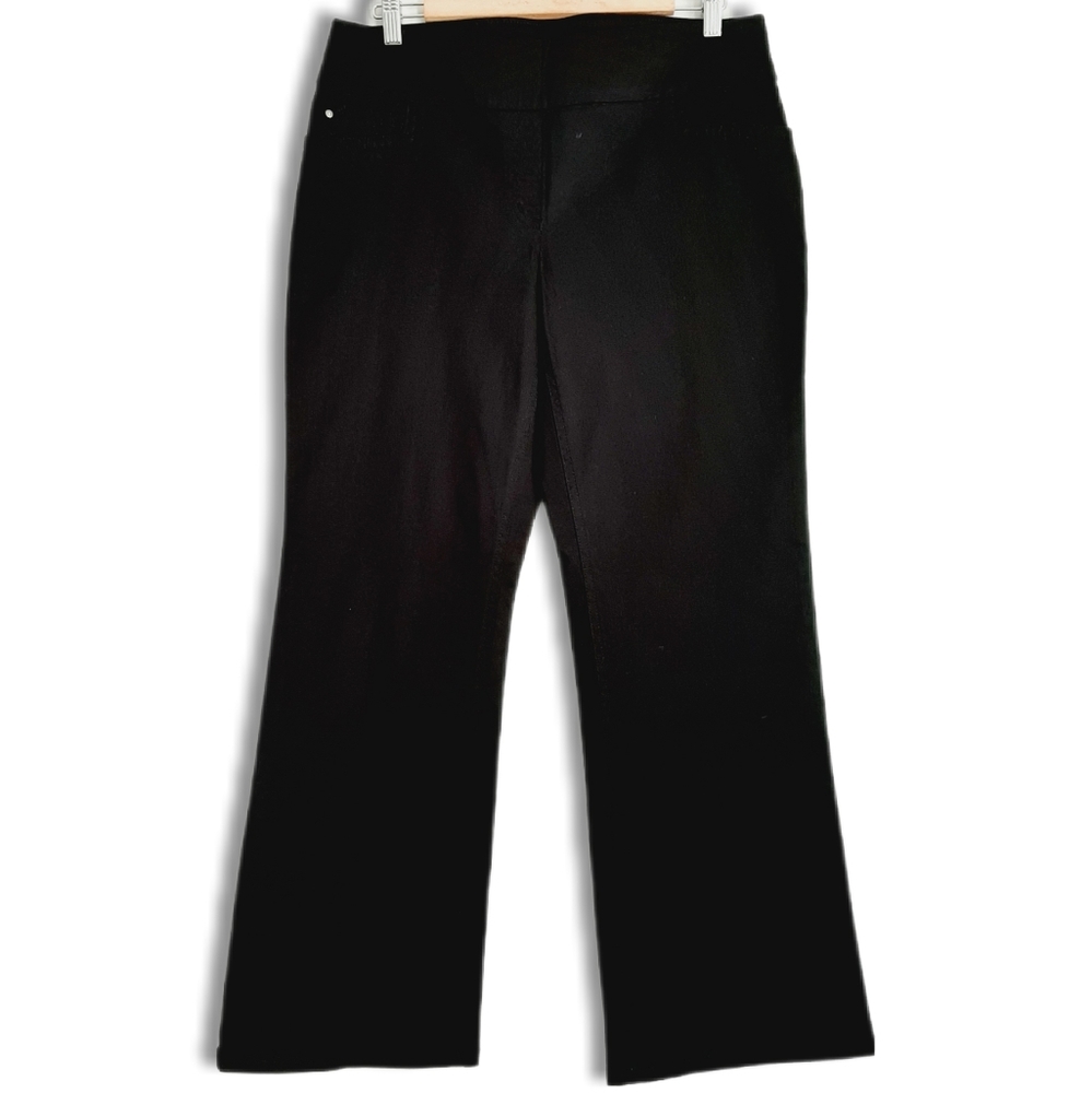 🍒 REITMANS Petites Pull-On Comfort Fit Bootcut Leg Stretch Black Jeans Sz 12 P